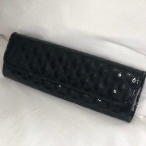 GAP Quilted Black Patent Leather Clutch